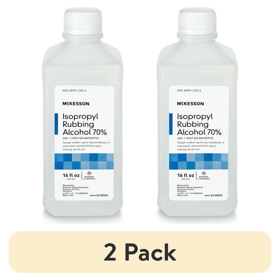 (2 pack) McKesson Isopropyl Rubbing Alcohol - First Aid Antiseptic, 16 oz, 1 count