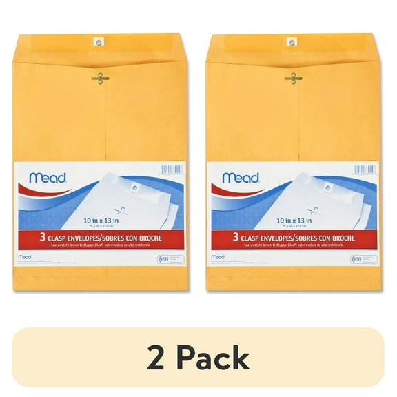 Mead Clasp Envelopes 10"X13" 3/Pkg-Heavy Kraft