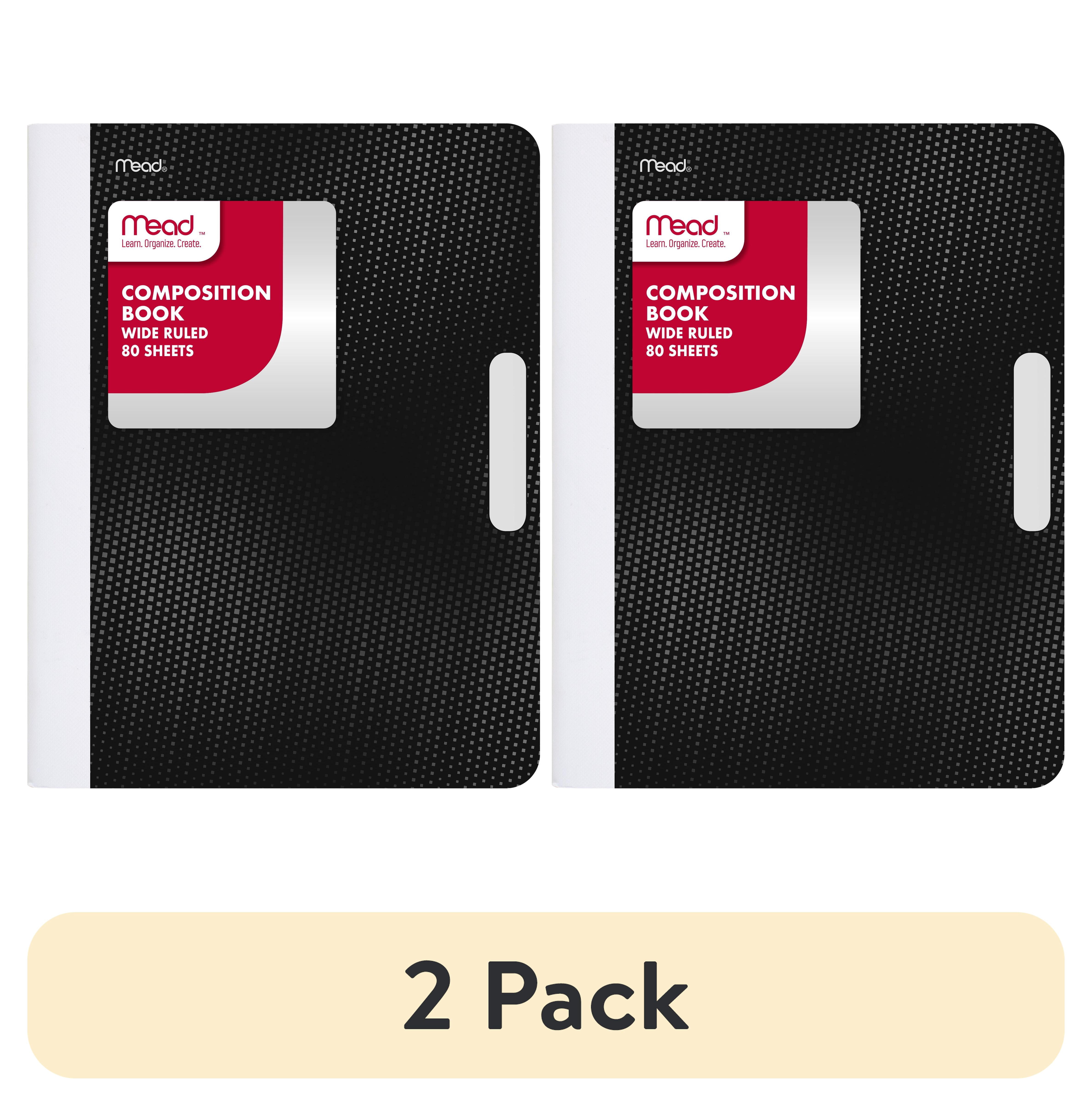 (2 pack) Mead Composition Book, Wide Ruled, 80 Sheets, 7.5" x 9.75", Black