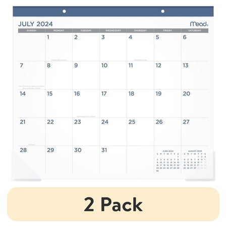 (2 pack) Mead Core Academic Monthly Desk Pad, 21 3/4" x 17", White, July 2024 - June 2025 (WAM4073825)
