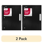(2 pack) Mead 1 Subject Wide Ruled Notebook, 8" x 10.5", Black, Poly, Spiral, 100 Sheets