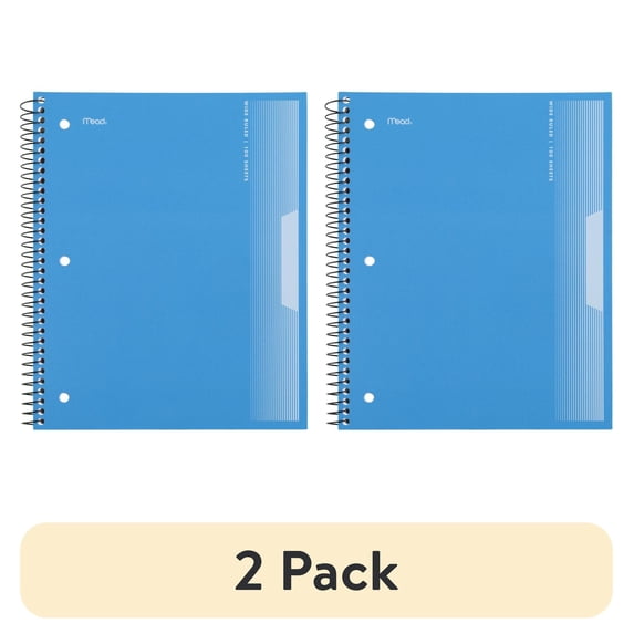 (2 pack) Mead Spiral Notebook, 1 Subject, Wide Ruled, 8 1/2" x 11", Blue (930031FD-WMT)