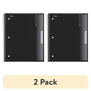 (2 pack) Mead 3 Subject College Ruled Notebook, 8.5" x 11", Black, Poly, Spiral, 120 Sheets