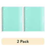 (2 pack) Mead 1 Subject Wide Ruled Notebook, 8" x 10.5", Pastel Green, Poly, Spiral, 100 Sheets