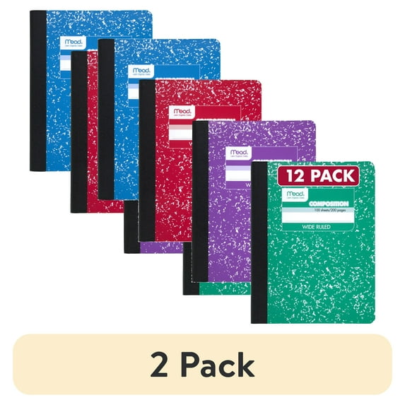 (2 pack) Mead Square Deal Color Composition Book Wide Ruled 100 Sheets 7 12 x 9 34 12
