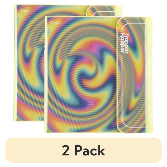 (2 pack) Mead Trapper Keeper Binder, 1" Round Rings, Trippy Twist, 12" x 11.25" (260038FQ-WMT)