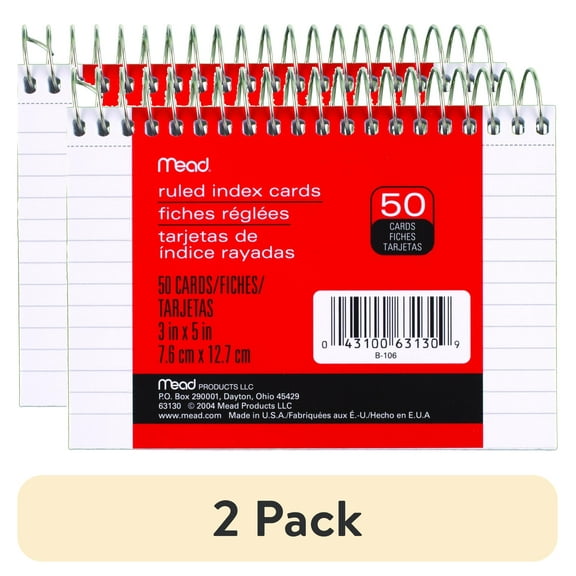 Mead WireBound Ruled Index Cards, 3" x 5"