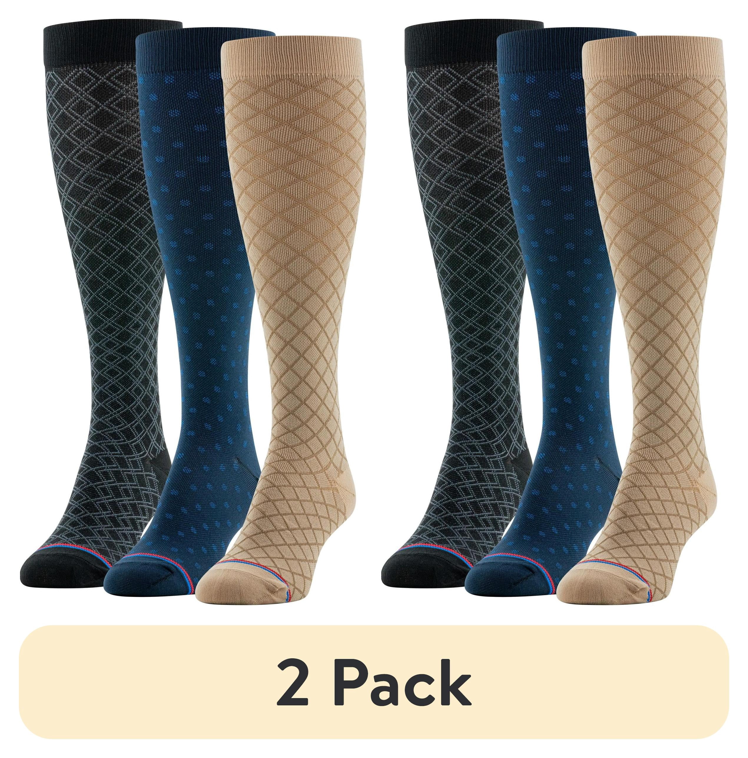 (2 pack) MediPeds Women's Fashion Compression Knee High Support Socks, 3 Pairs