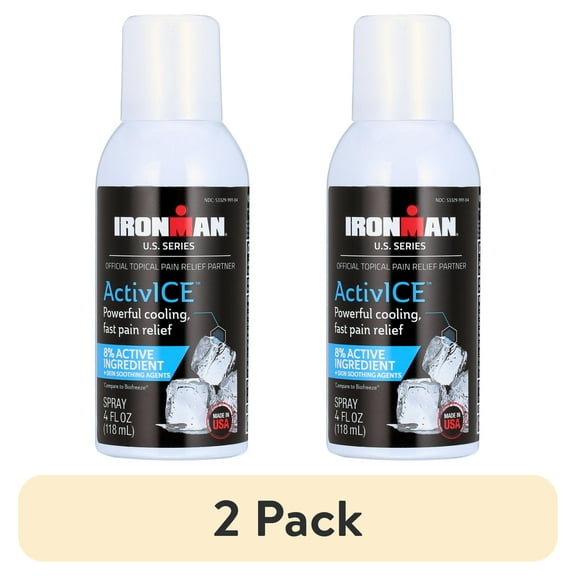 (2 pack) Medline Ironman ActivICE Cooling Spray, Topical Pain Relief for Arthritis, Joint & Muscle Pain, 4 oz