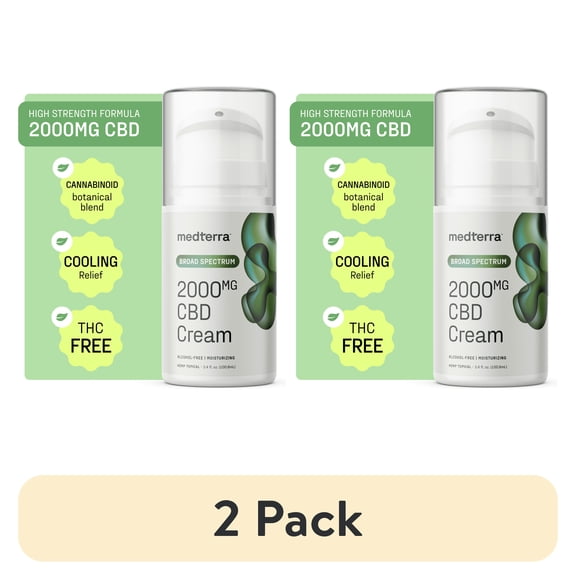 (2 pack) Medterra CBD Broad Spectrum 2000mg CBD Cream, 3.4 fl oz
