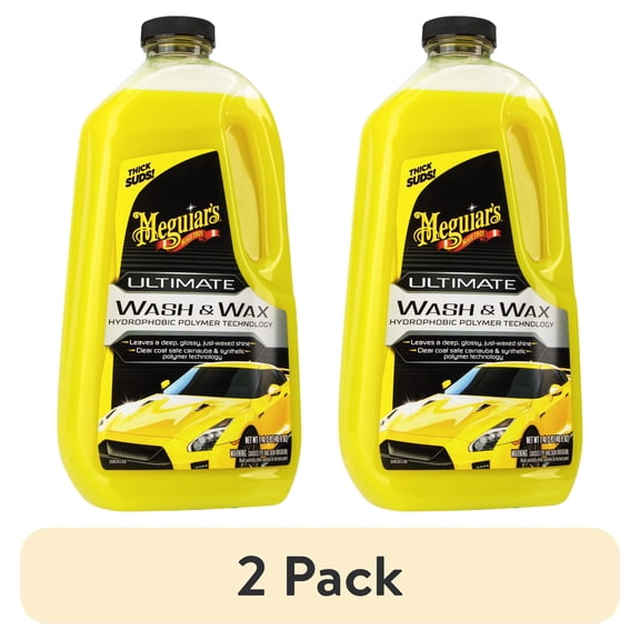 (2 pack) Meguiars Ultimate Car Wash and Wax, Hybrid Glossy Shine and Protection, 48 fl oz.