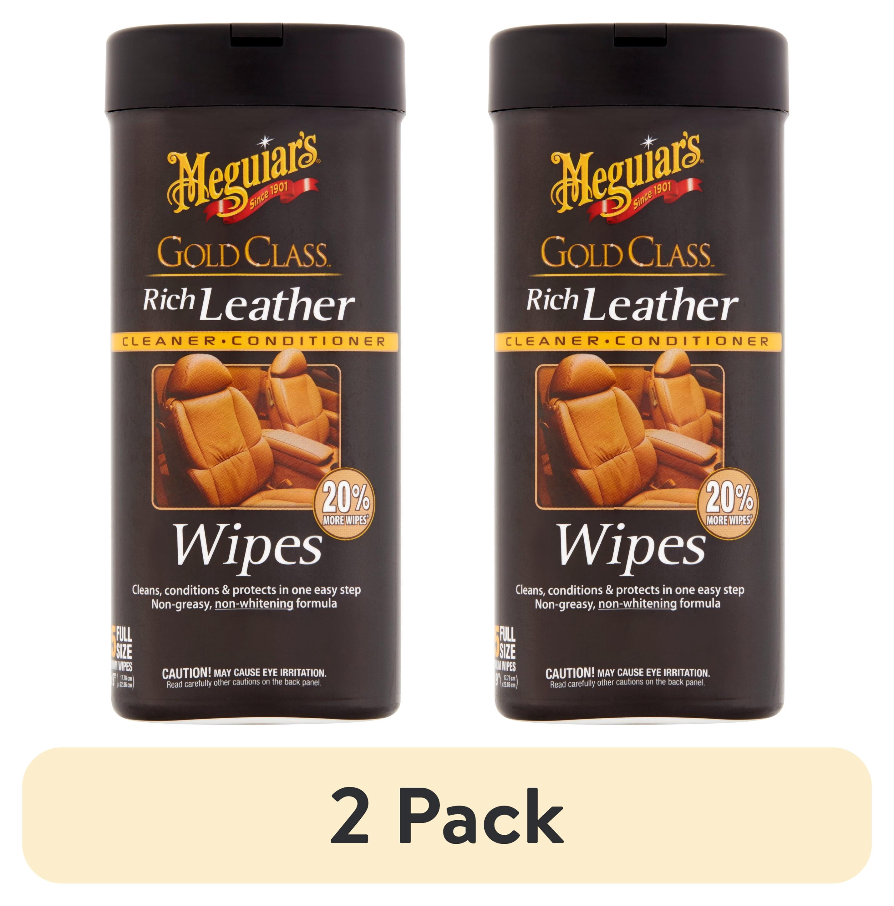 (2 pack) Meguiar's GoldClass Rich Leather Cleaner & Conditioner Wipes, 30 Wipes
