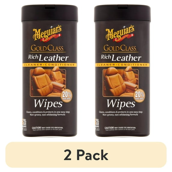(2 pack) Meguiar's GoldClass Rich Leather Cleaner & Conditioner Wipes, 25 Wipes