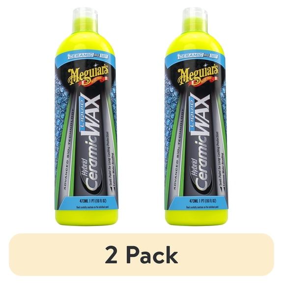 (2 pack) Meguiar's Hybrid Ceramic Liquid Wax, Meguiar's Hybrid Ceramic Wax with Advanced SiO2 Hybrid Technology - 16 oz Bottle