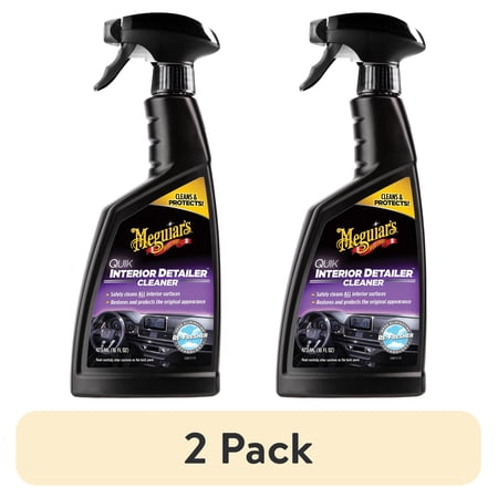 (2 pack) Meguiar's Quik Interior Detailer Cleaner, Quick Detailer Spray Cleans and Refresh Car Interiors, Use on Plastics, Leather & Rubber, Dashboards, Trim in Cars, Trucks & SUVs - 16 fl oz Spray Bottle