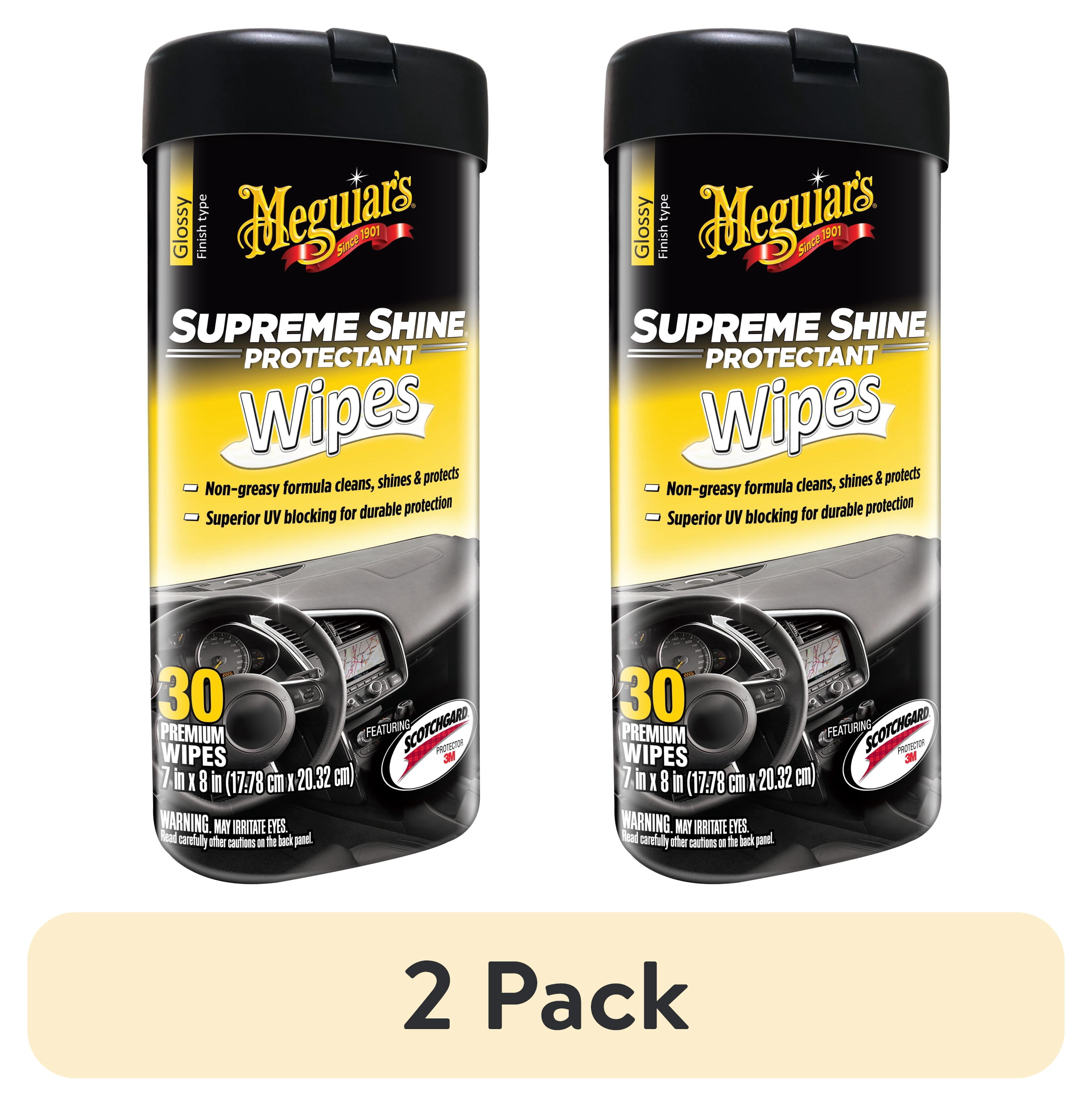 (2 pack) Meguiar's Supreme Protectant Interior Cleaner Wipes For High Shine G4000, 25 Wipes