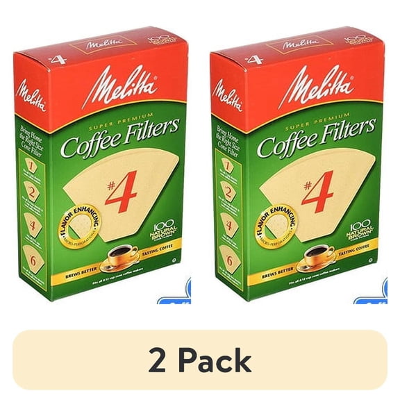 (2 pack) Melitta 624602 #4 Natural Brown Cone Coffee Filters 100 Counts (Single-Pack)