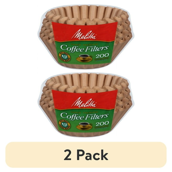 (2 pack) Melitta 8-12 Cup Brown Basket Coffee Filters, 200 Count