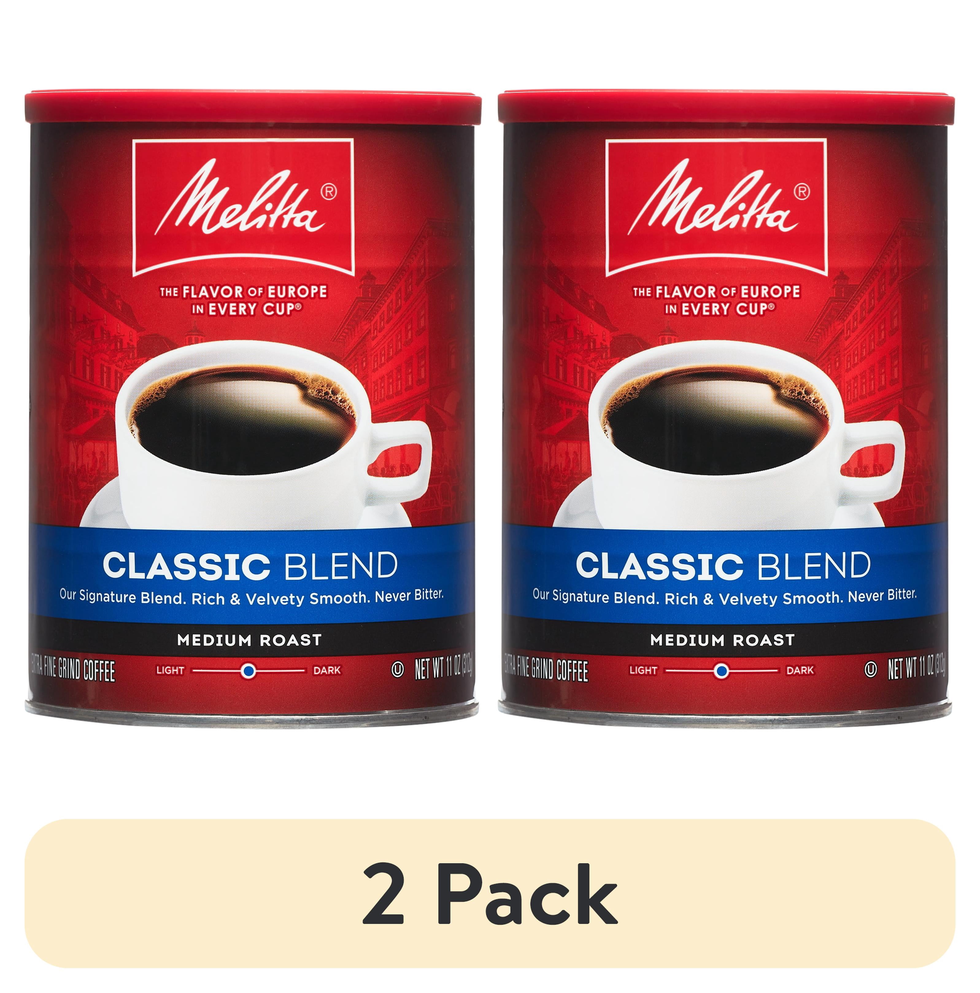 (2 pack) Melitta Medium Roast Ground Coffee, Classic, 11 Oz