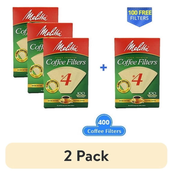 (2 pack) Melitta Natural Brown Paper Cone Coffee Filters #4 Unbleached 100ct (4 Pack)