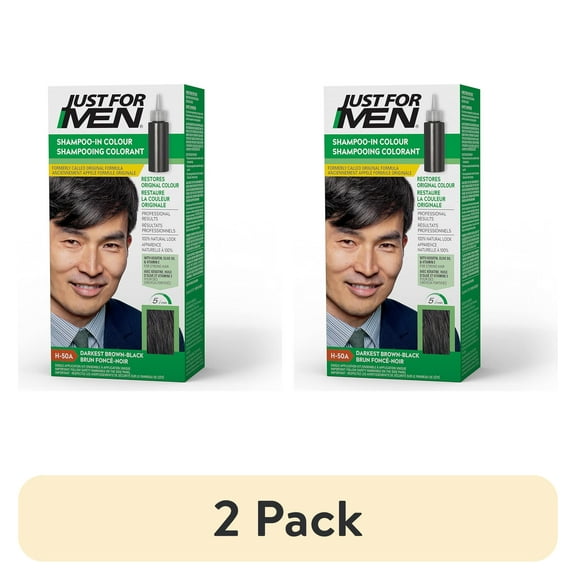 (2 pack) Men's Hair Color, Darkest Brown-Black