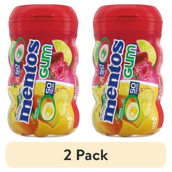 (2 pack) Mentos Red Fruit Tropical Gum, 3.5 oz