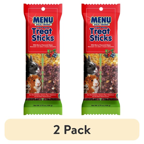 (2 pack) Menu Crunch Sticks Chewable Treat for Rabbit, Guinea Pigs, Hamsters - Supports Healthy Teeth
