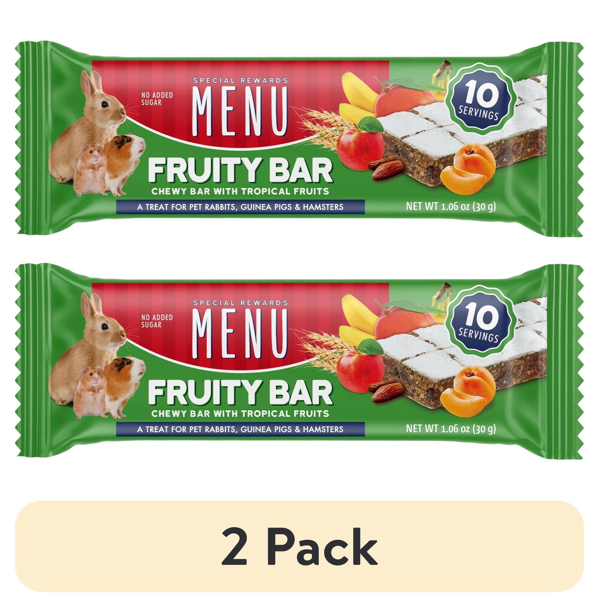 (2 pack) Menu Fruity Chew Bar for Small Pets, Tropical Fruit Flavor, Natural Snack