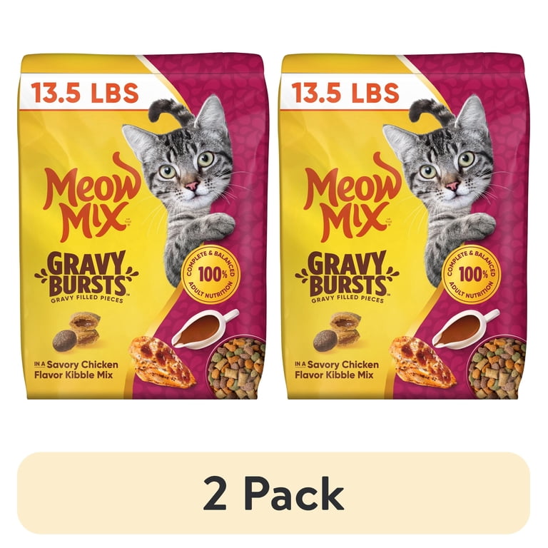 2 pack) Meow Mix Gravy Bursts Gravy Filled Pieces Savory Chicken