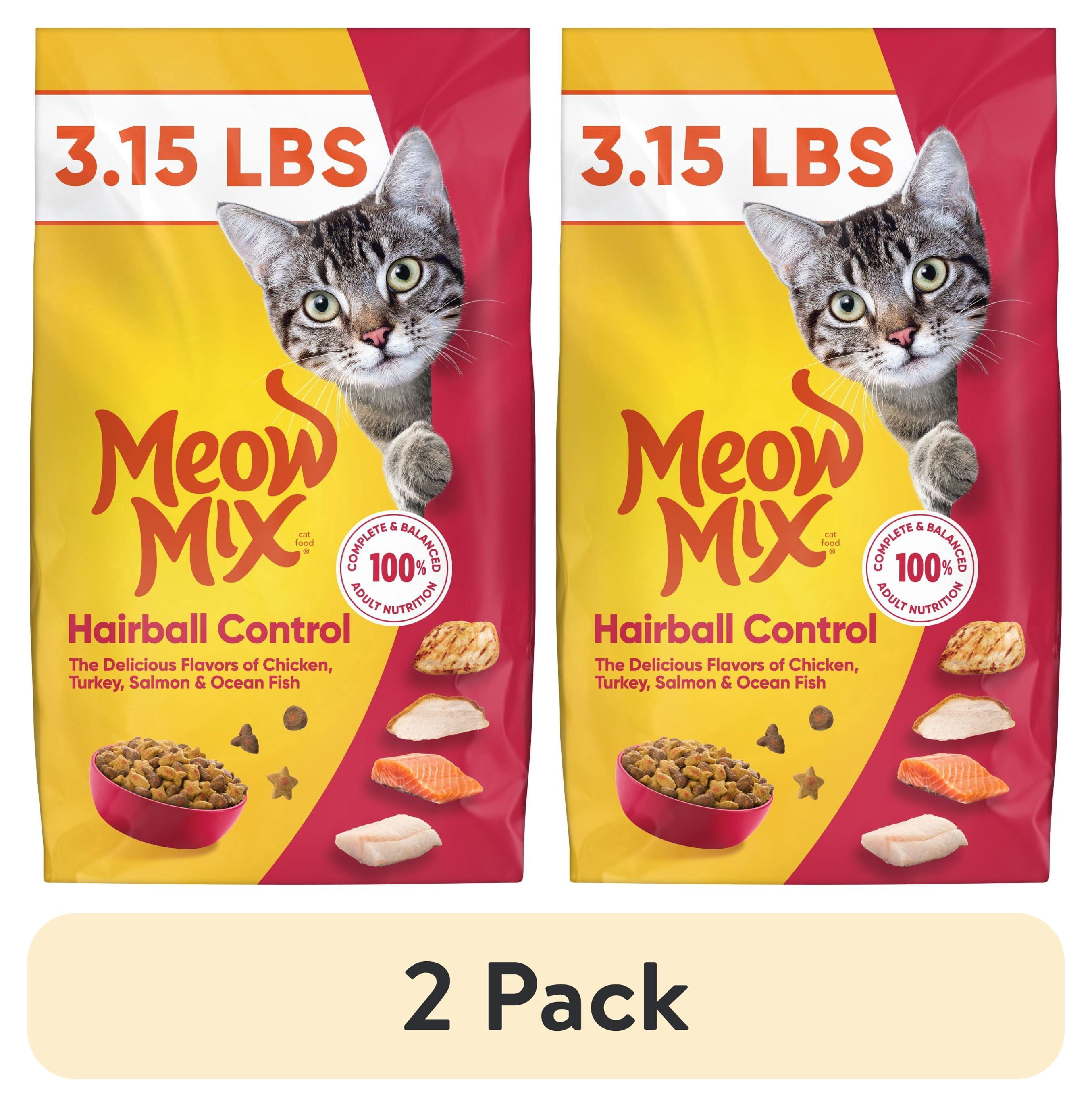 (2 pack) Meow Mix Hairball Control Dry Cat Food for Adult Cats, 3.15 lb. Bag