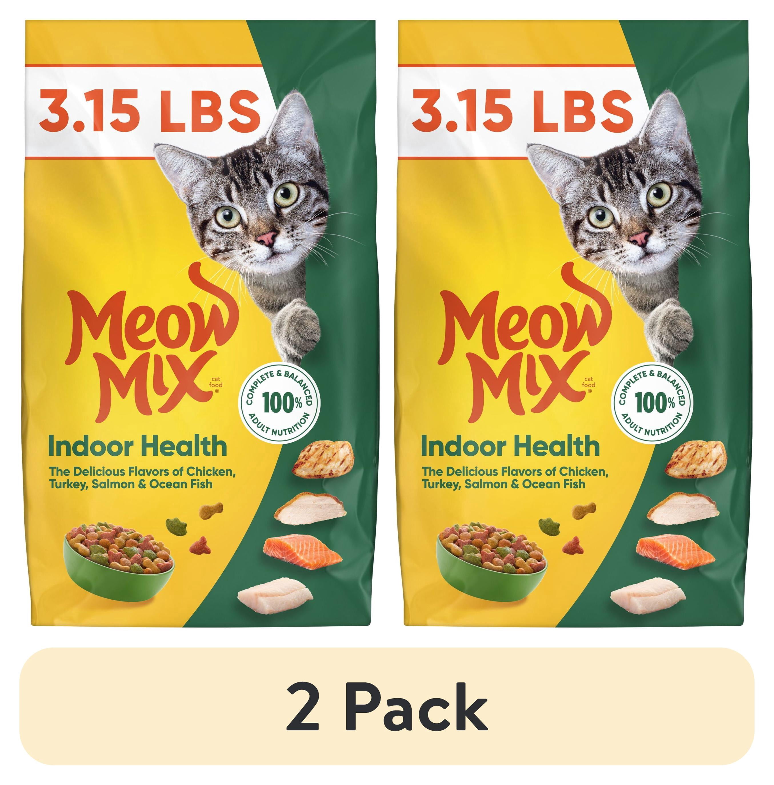 (2 pack) Meow Mix Indoor Health Dry Cat Food for Adult Cats, 3.15 lb. Bag