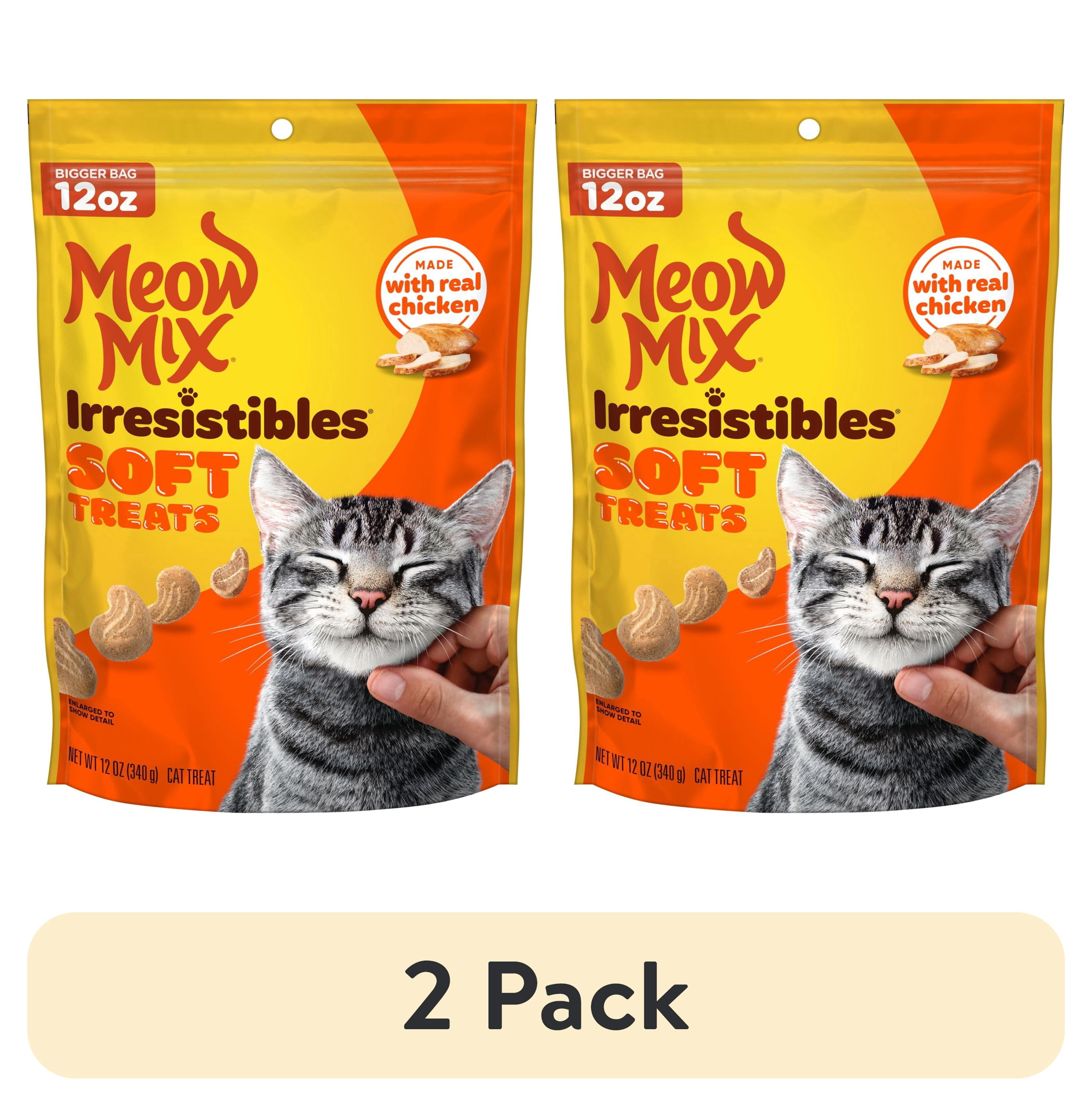 (2 pack) Meow Mix Irresistibles Soft Cat Treats Made With Real Chicken, 12 oz Pouch