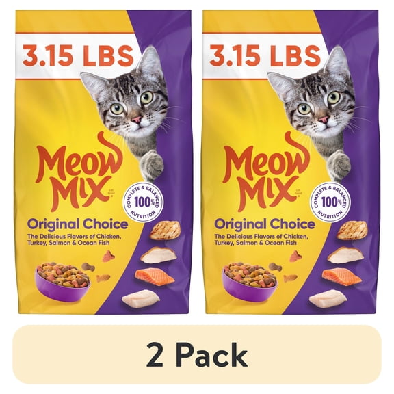 (2 pack) Meow Mix Original Choice Dry Cat Food, 3.15 lb. Bag