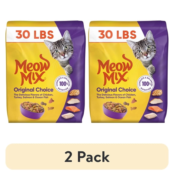 (2 pack) Meow Mix Original Choice Dry Cat Food, 30 lb. Bag
