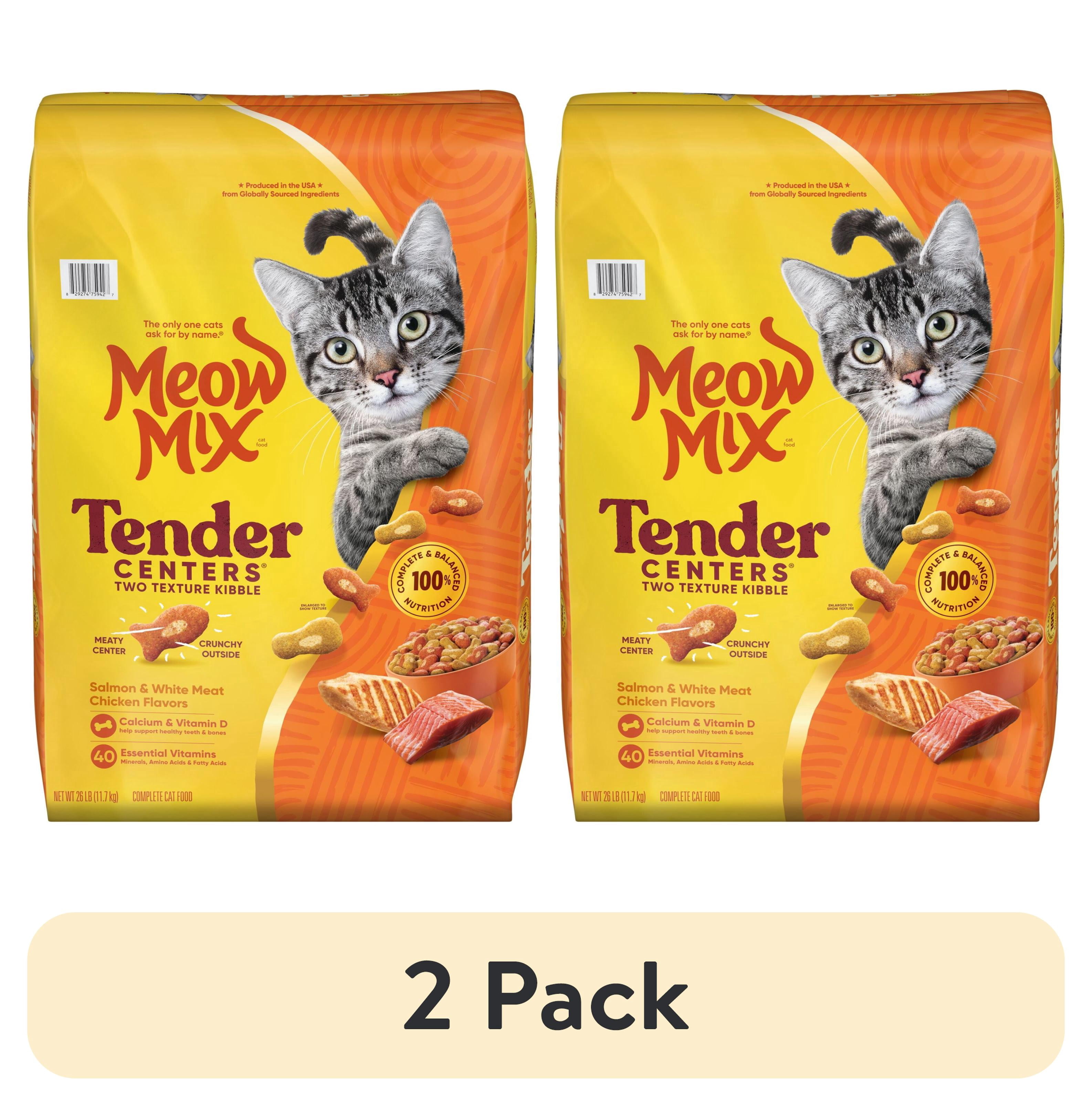 (2 pack) Meow Mix Tender Centers Dry Cat Food, Salmon & White Meat Chicken Flavors, 26 lb Bag