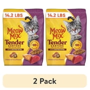 2 pack Meow Mix Tender Centers Dry Cat Food with Basted Bites, Chicken & Tuna Flavors, 14.2 lb Bag