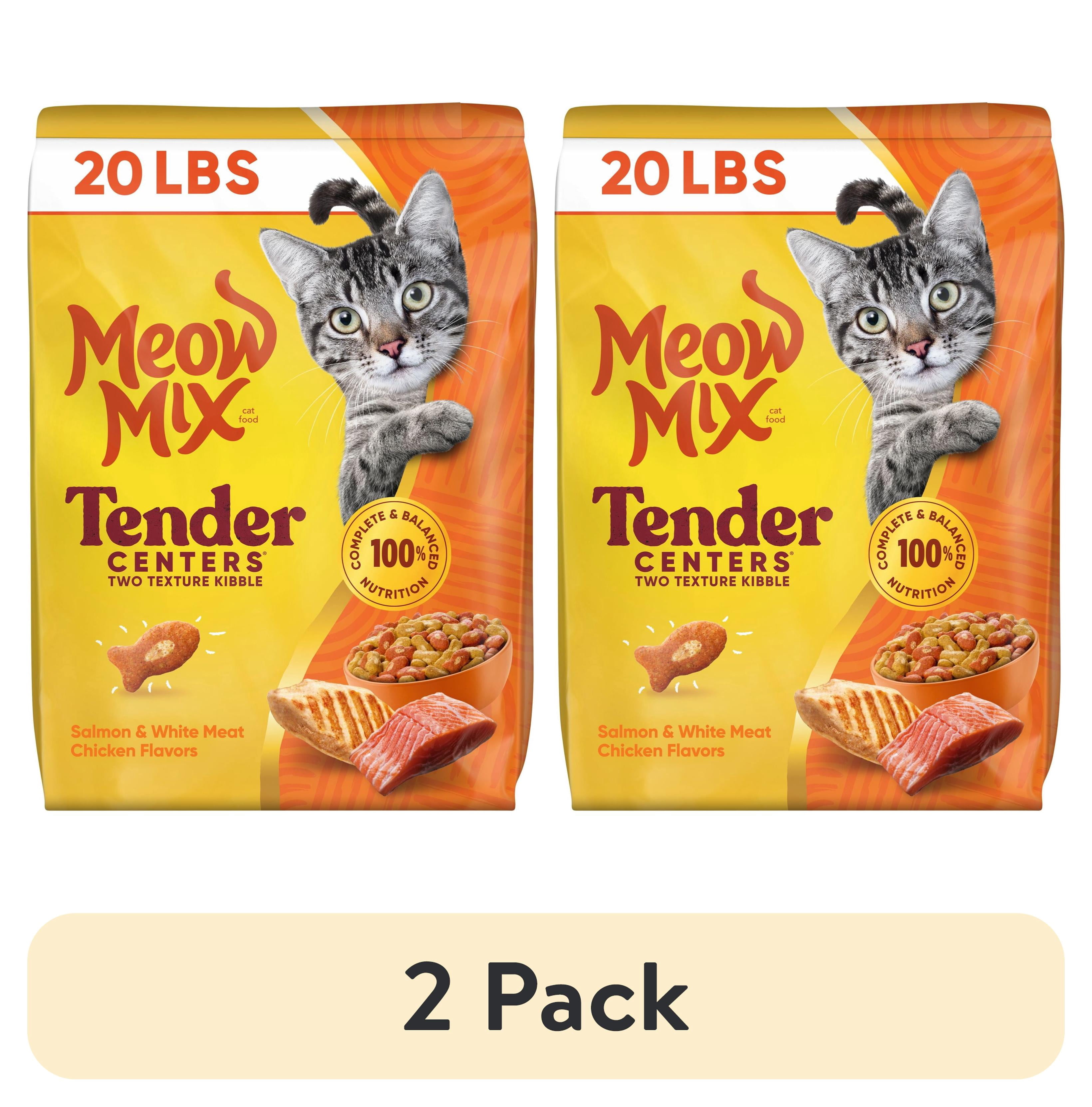 (2 pack) Meow Mix Tender Centers, Salmon & White Meat Chicken Flavors, Dry Cat Food, 20 lb. Bag