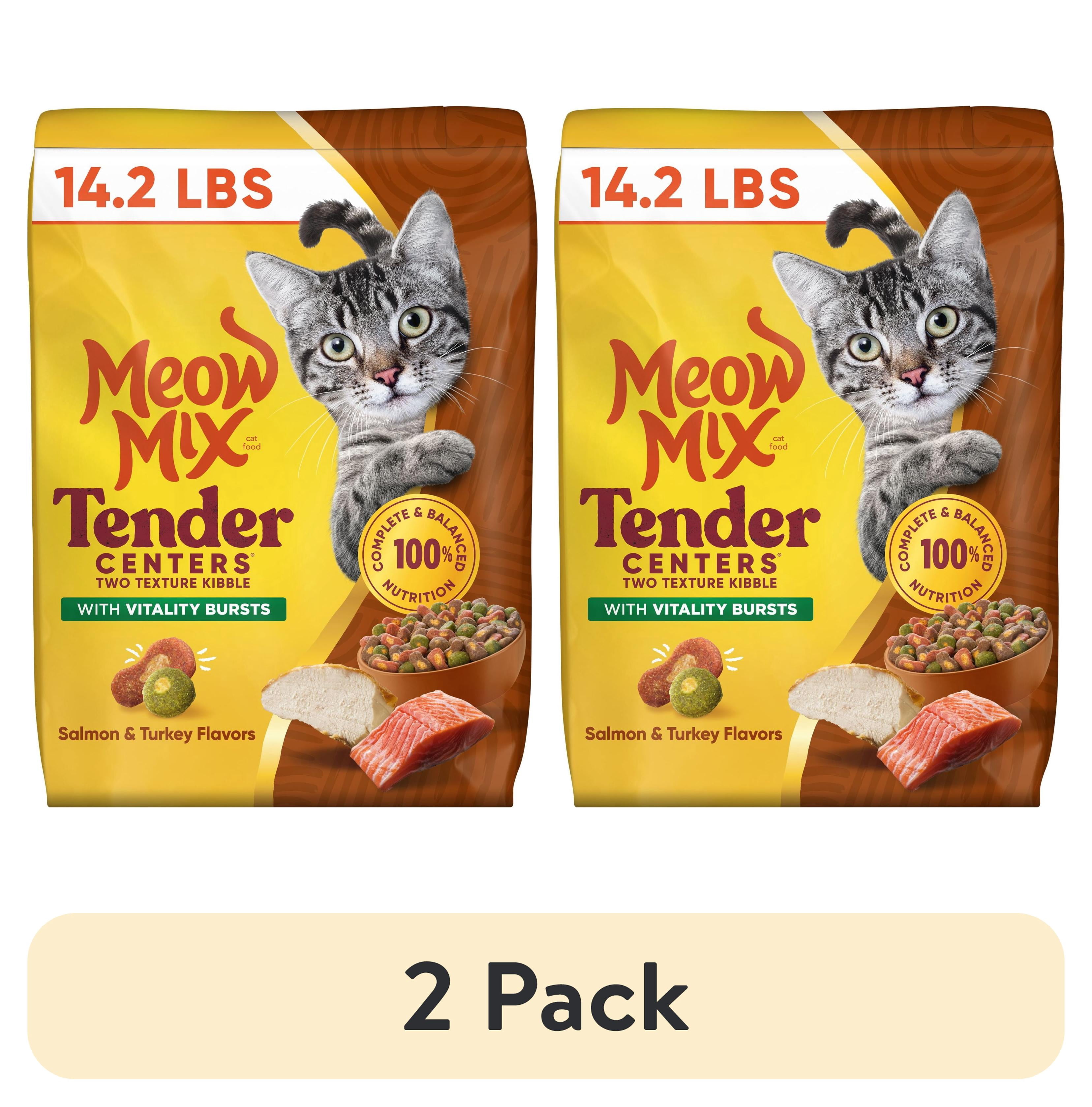 (2 pack) Meow Mix Tender Centers Vitality Bursts, Salmon & Turkey Flavor, Dry Cat Food, 14.2 lb. Bag