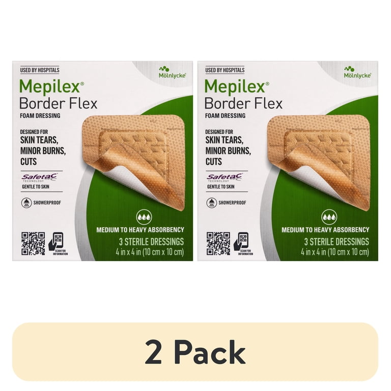 2 pack) Mepilex Border Flex Lite 4 x 4 in (10 x 10 cm) Hospital