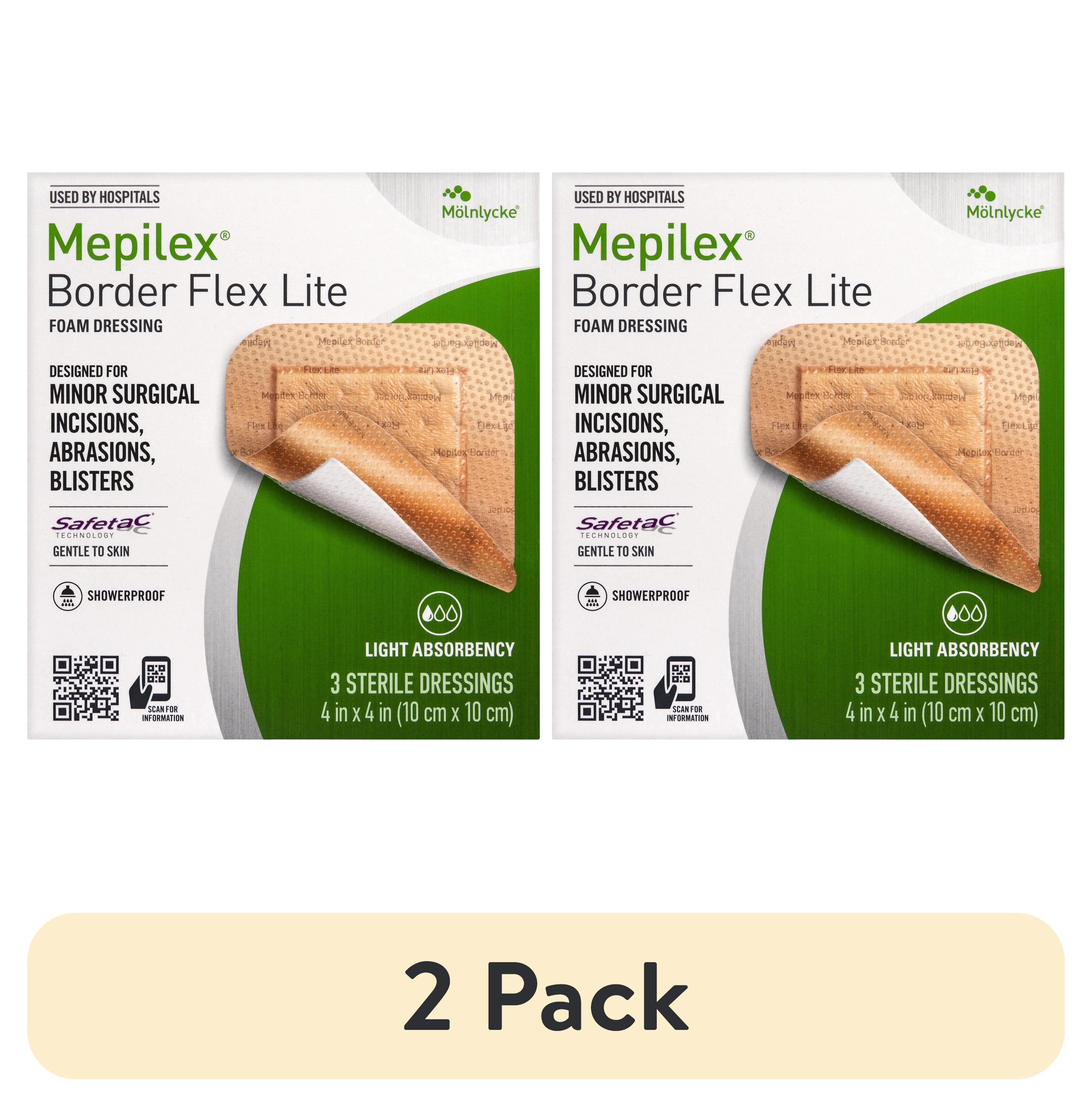 2 pack) Mepilex Border Flex Lite 4x4 in Hospital Grade Dressings