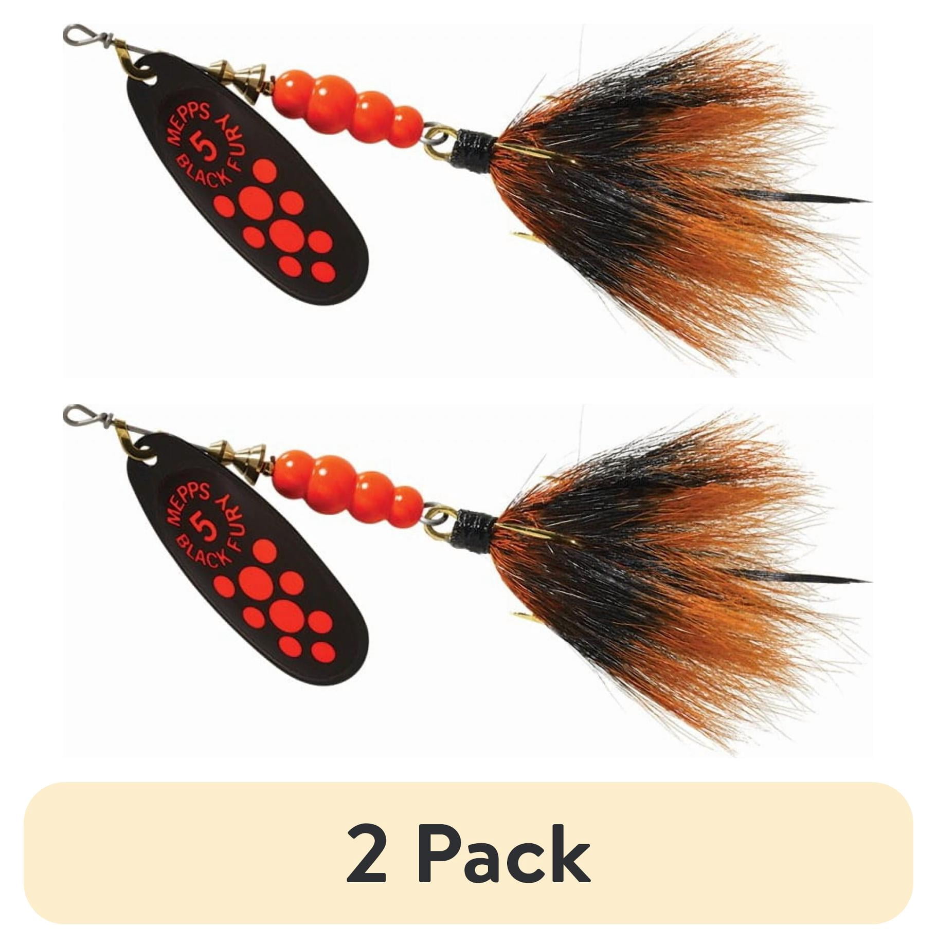 (2 pack) Mepps Black Fury Dressed Size 5 - 1/2 oz Flourescent Red Dot