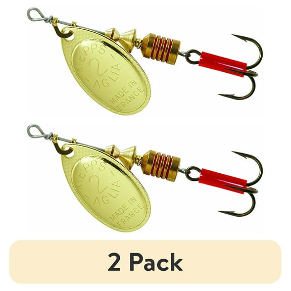(2 pack) Mepps Lures - Aglia Plain Inline Spinner 1/6 oz Gold