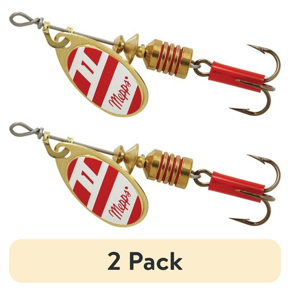 (2 pack) Mepps Plain Aglia Inline Spinner, 1/8 oz, Red and White