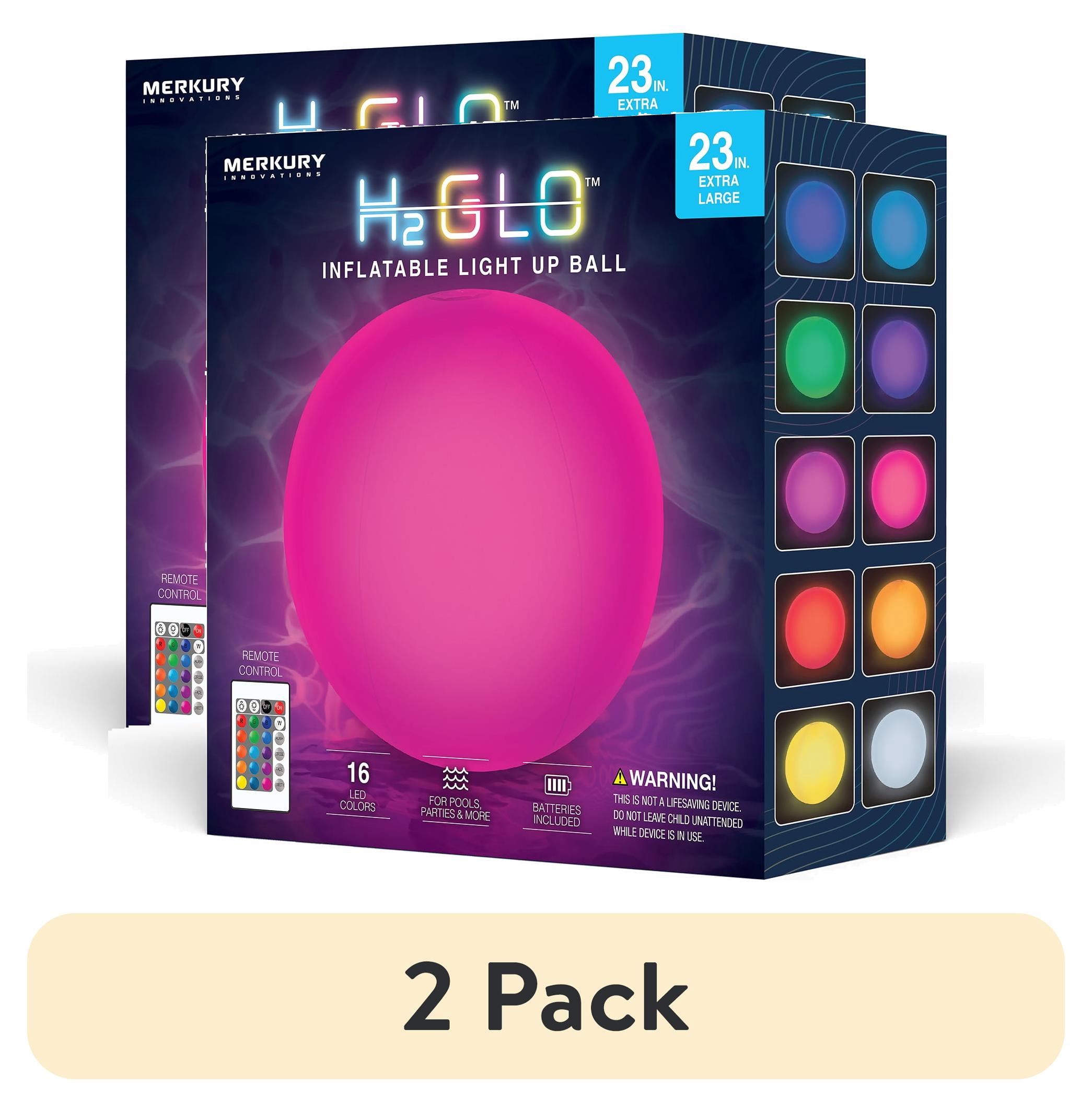 (2 pack) Merkury Innovations 23.6 in Inflatable LED Beach Ball ...