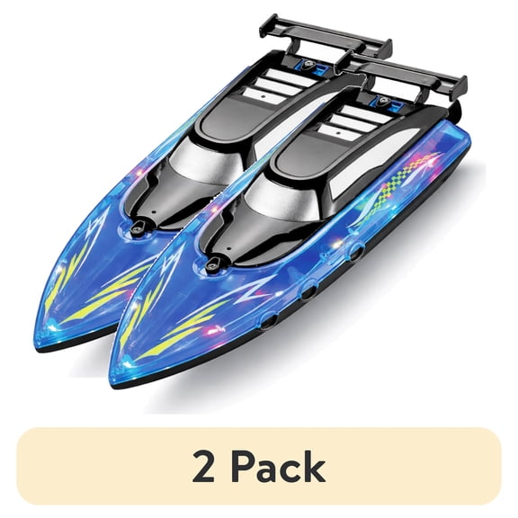 (2 pack) Merkury Innovations HGLO 13 in RC Boat, LED, Remote-Controlled, 1 pack