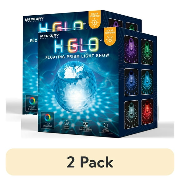 (2 pack) Merkury Innovations HGLO Floating LED Prism Pool Light, Color-Changing, 1 Pack
