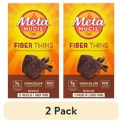 (2 pack) Metamucil Fiber Supplement Chewable Thins, Fiber Food for Digestive Health, Chocolate, 12 Count