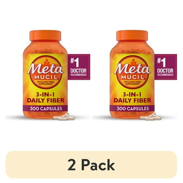 (2 pack) Metamucil Fiber Supplement, Psyllium Fiber Capsules for Adults Daily Digestive Health, 300 Count
