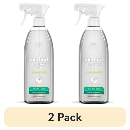 (2 pack) method Daily Shower Cleaner Spray, Eucalyptus Mint - Removes Soap Scum from Bathroom Tiles, Doors, Bathtubs, Glass & More, No Rinse Required, 28 fl oz