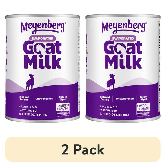 (2 pack) Meyenberg Evaporated Vitamin D Goat Milk Unsweetened, 12 fl oz